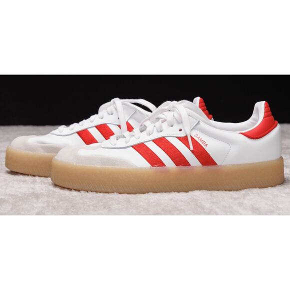Adidas Sambae White Red Gum Platform Sneakers Samba Womens Size 10 ID0438 - Picture 11 of 15